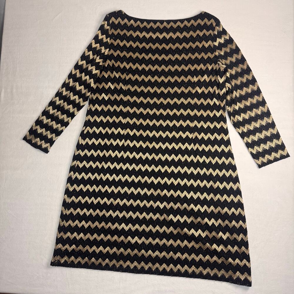 Nine West Chevron Black Gold 22W Dress - Picture 3 of 7